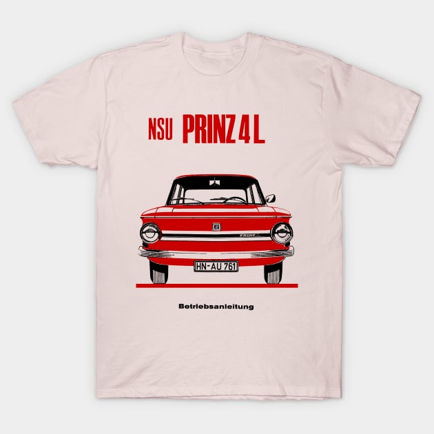 NSU PRINZ 4L - owners handbook T-Shirt by Throwback Motors